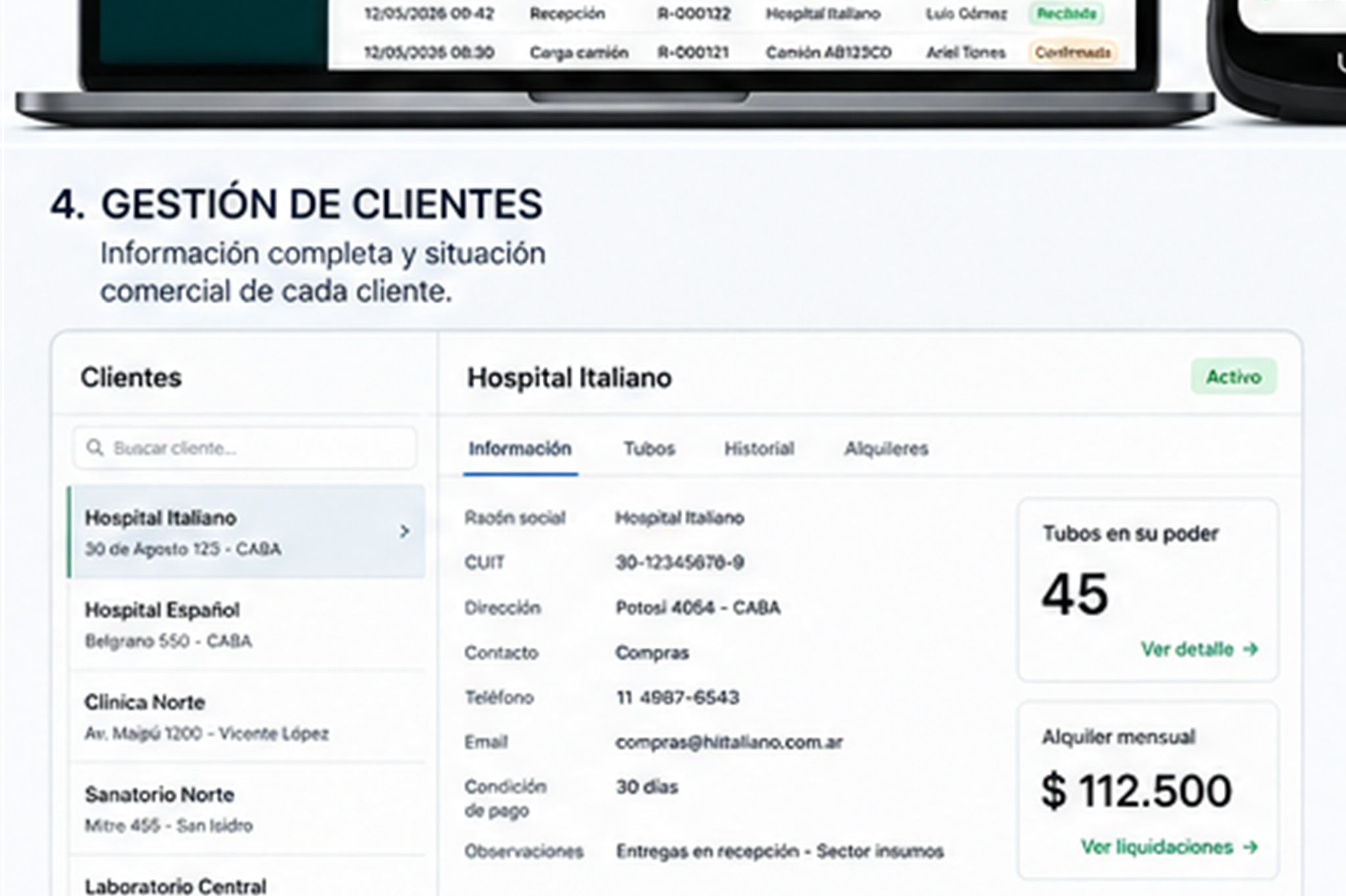 Slide gestión de clientes del portal administrativo