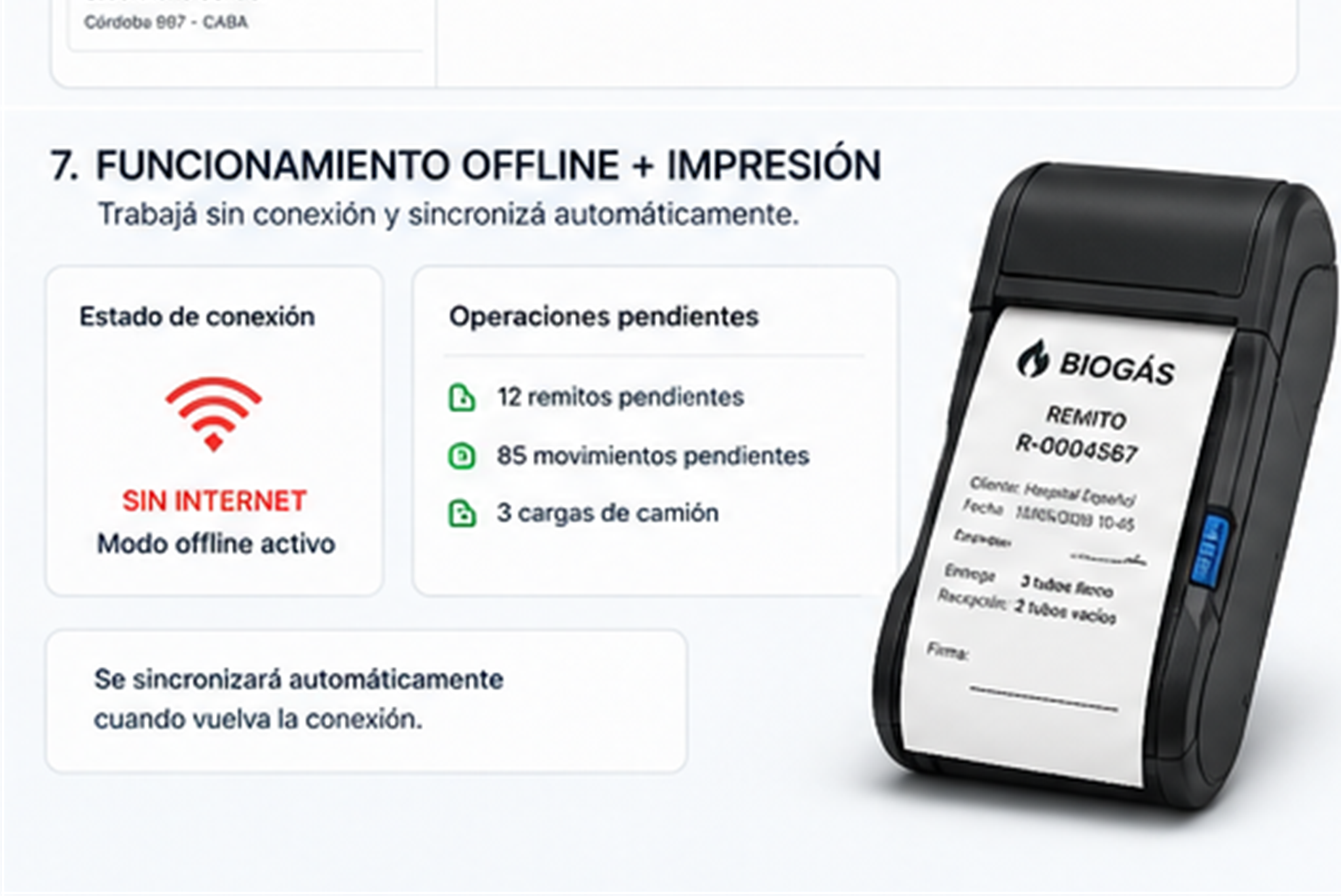 Slide funcionamiento offline e impresión portátil